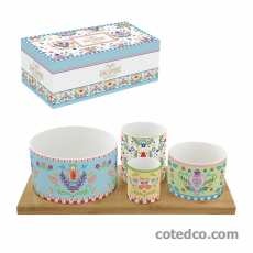 Set 4 bols + plateau bambou