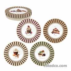 Coffret 4 Assiettes dessert 19cm assorties